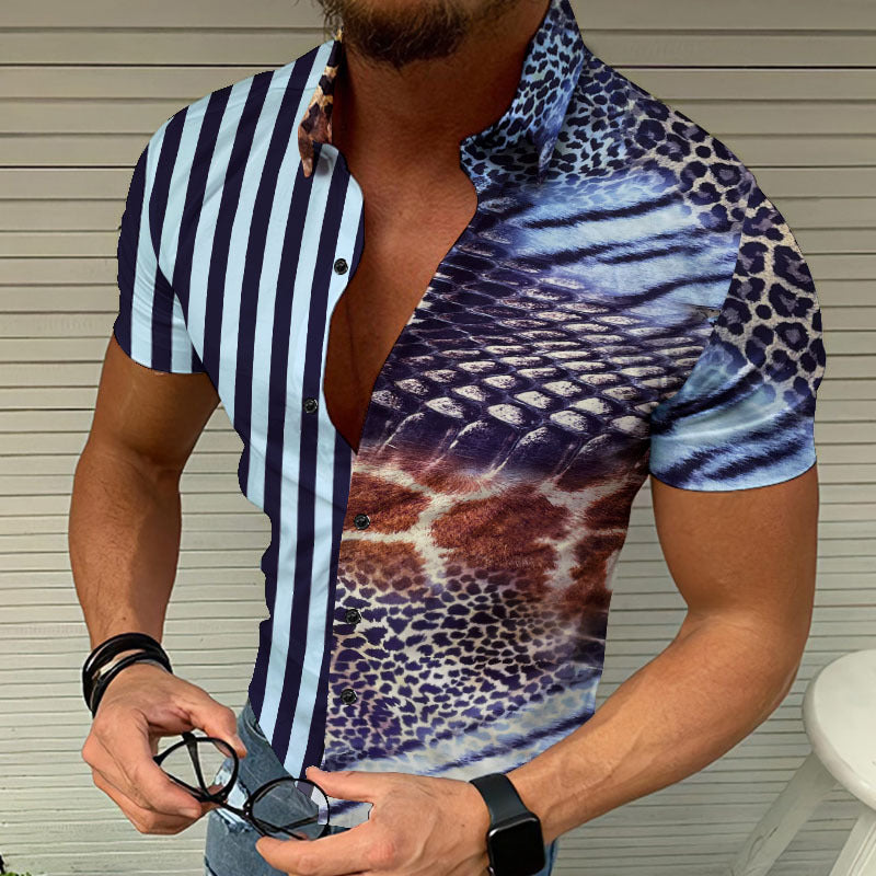 Camisa Rayas Hombre Estampado Contrastado