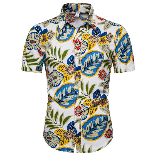 Camisa de verano estampada hombre moda playa - Vestiria