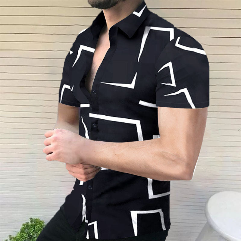 Camiseta Hombre Estampado Geométrico Moderna