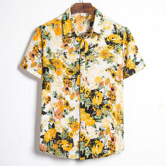 Camisa Hawaiana Estampada de Girasoles para Hombre - Vestiria