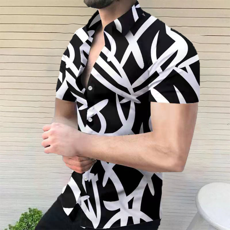 Camisa Verano Estampado Relajado Hombre