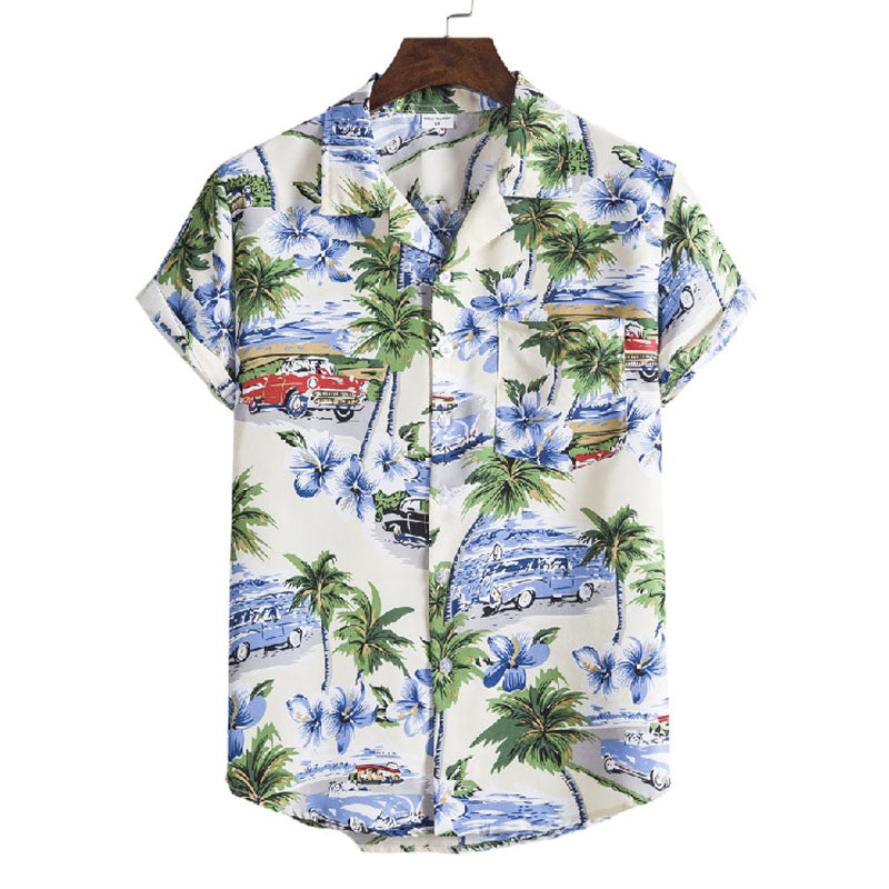 Camisa Hombre Manga Corta Estampado Clásico - Vestiria