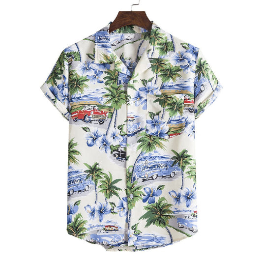 Camisa Hombre Manga Corta Estampado Clásico - Vestiria