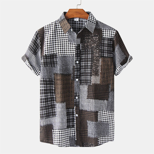 Camisa hombre estampada geométrica manga corta - Vestiria