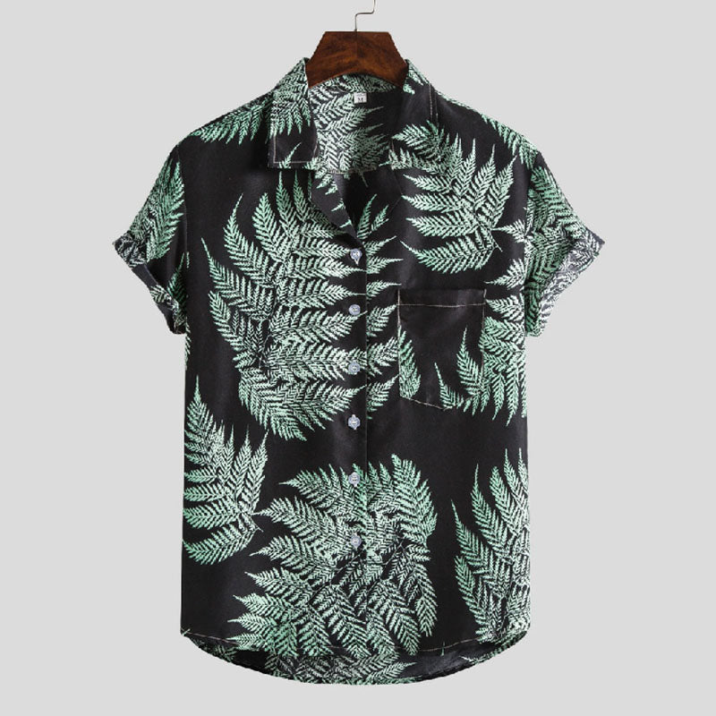 Camiseta Hombre Manga Corta Diseño Flor Estiloso