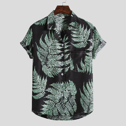Camiseta Hombre Manga Corta Diseño Flor Estiloso
