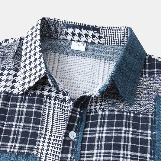 Camisa Hombre Estampado Vintage Manga Corta - Vestiria