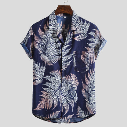Camiseta Hombre Manga Corta Diseño Flor Estiloso