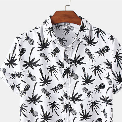 Camisa Hombre Blanco Estampado Verano - Vestiria