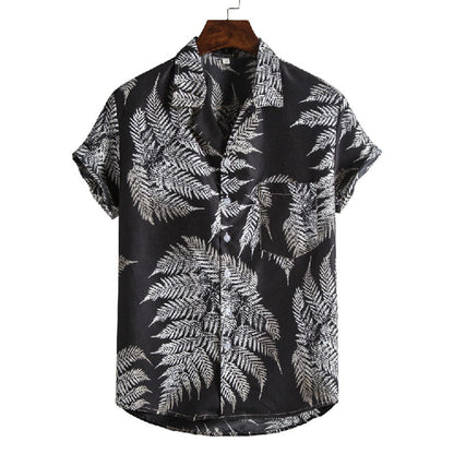 Camiseta Hombre Manga Corta Diseño Flor Estiloso