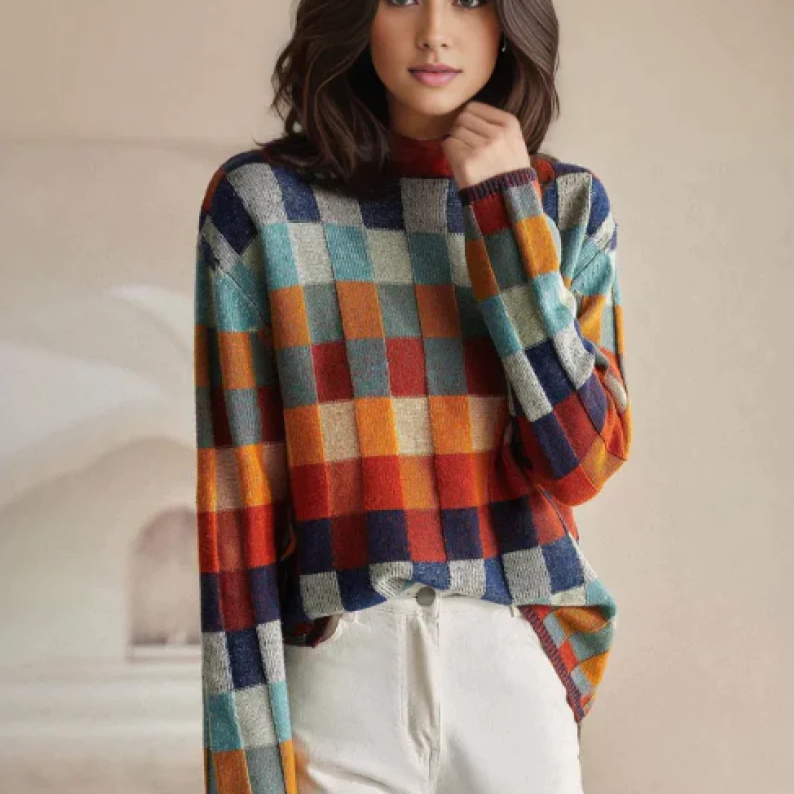 Jersey Mujer Invierno Cuadros Acogedor - Vestiria