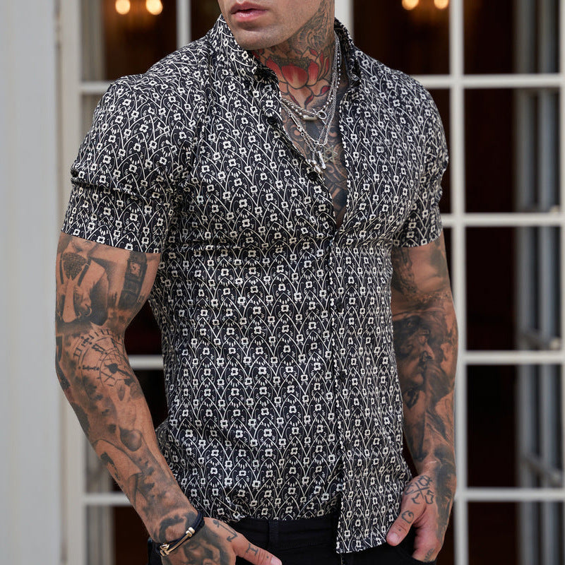 Camisa Verano Estampada Hombre Delgado