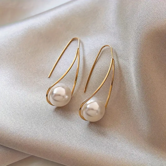 Pendientes Perla Colgante Mujer Elegantes - Vestiria