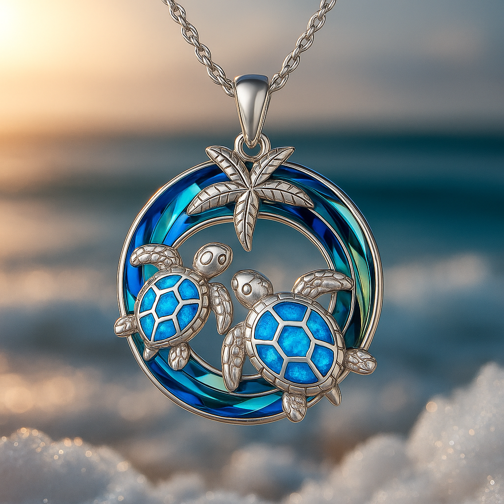 Collar Mujer Acuario Azul Ópalo Circular Exótico - Vestiria