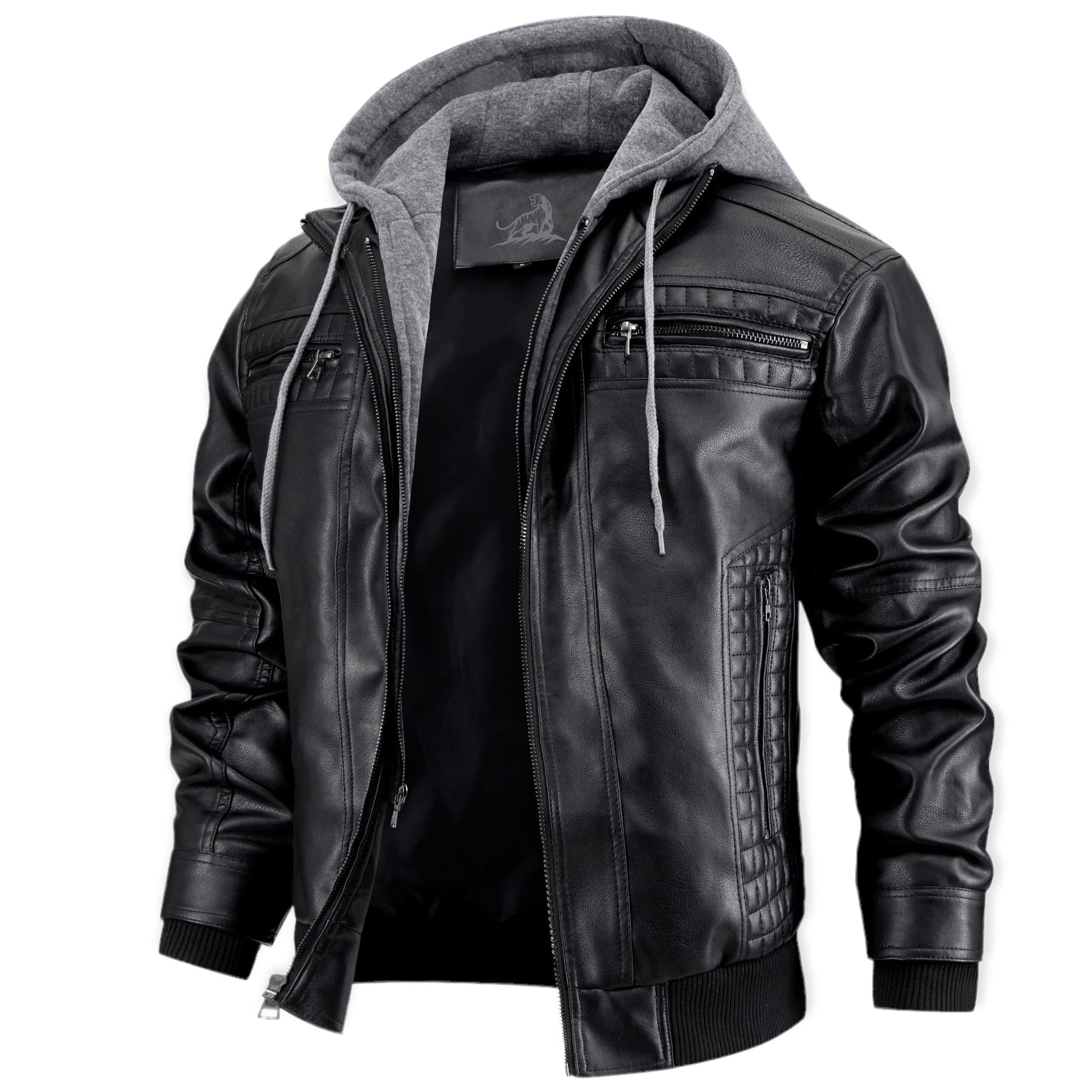 Chaqueta Cuero Hombre con Capucha y Cremallera - Vestiria