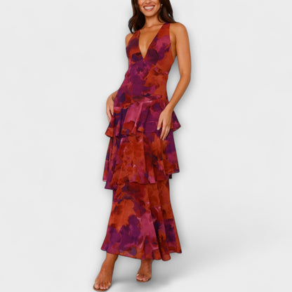 Vestido Maxi Verano Escote en V Elegante