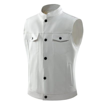 Chaleco Cuero Vintage con Bolsillos