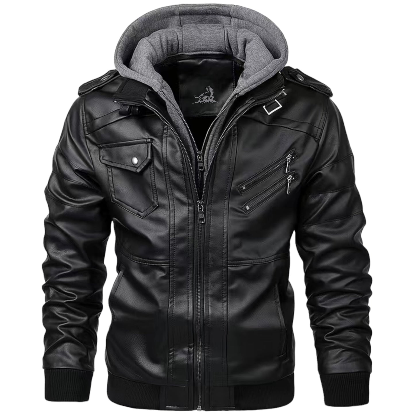 Chaqueta Cuero Hombre Abrigo Cremallera