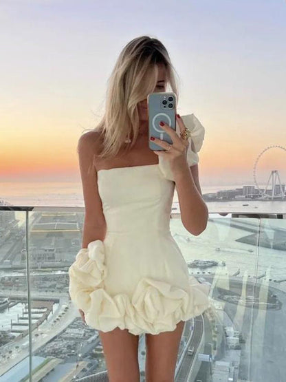 Vestido Asimétrico Mono Hombro Corto