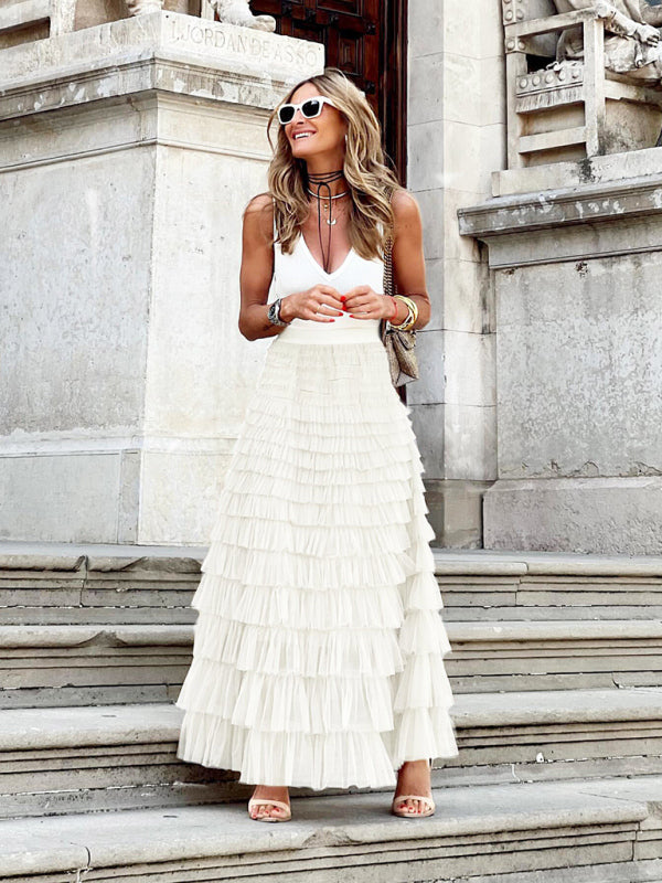 Falda Larga Mujer Cintura Alta Elegante - Vestiria