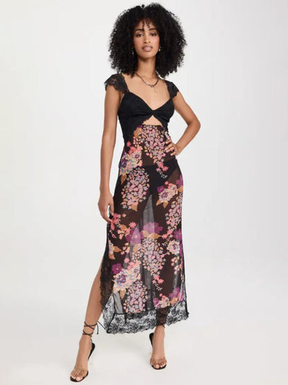 Vestido Floral Ligero Maxi Espalda Abierta