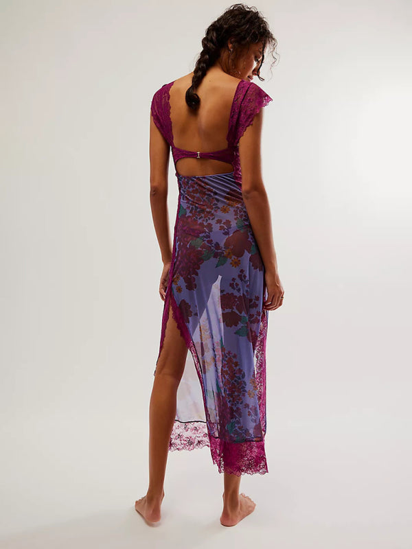 Vestido Floral Ligero Maxi Espalda Abierta - Vestiria