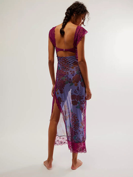 Vestido Floral Ligero Maxi Espalda Abierta - Vestiria