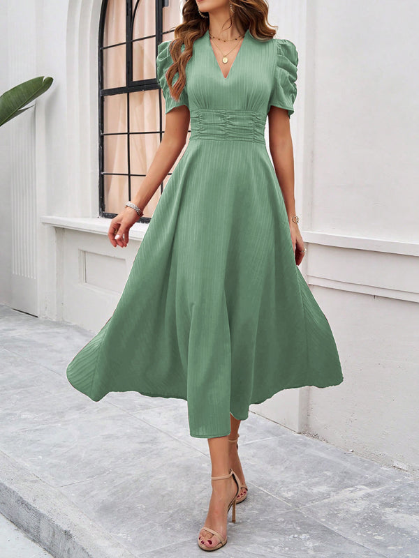 Vestido Cintura Marcada Falda A-Line Elegante