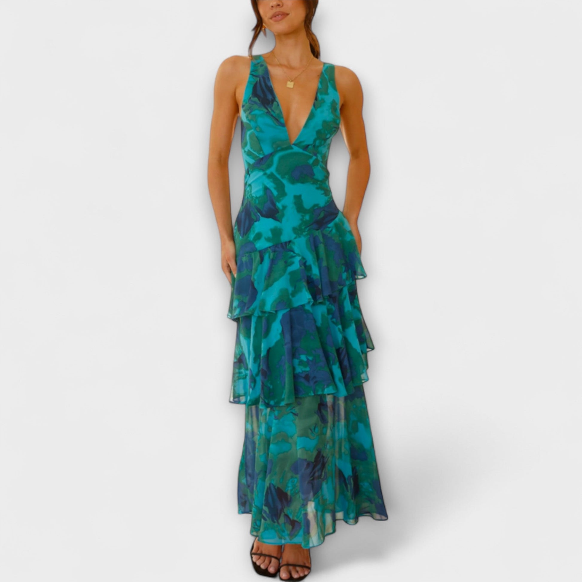 Vestido Maxi Verano Escote en V Elegante - Vestiria