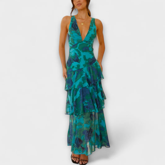 Vestido Maxi Verano Escote en V Elegante - Vestiria