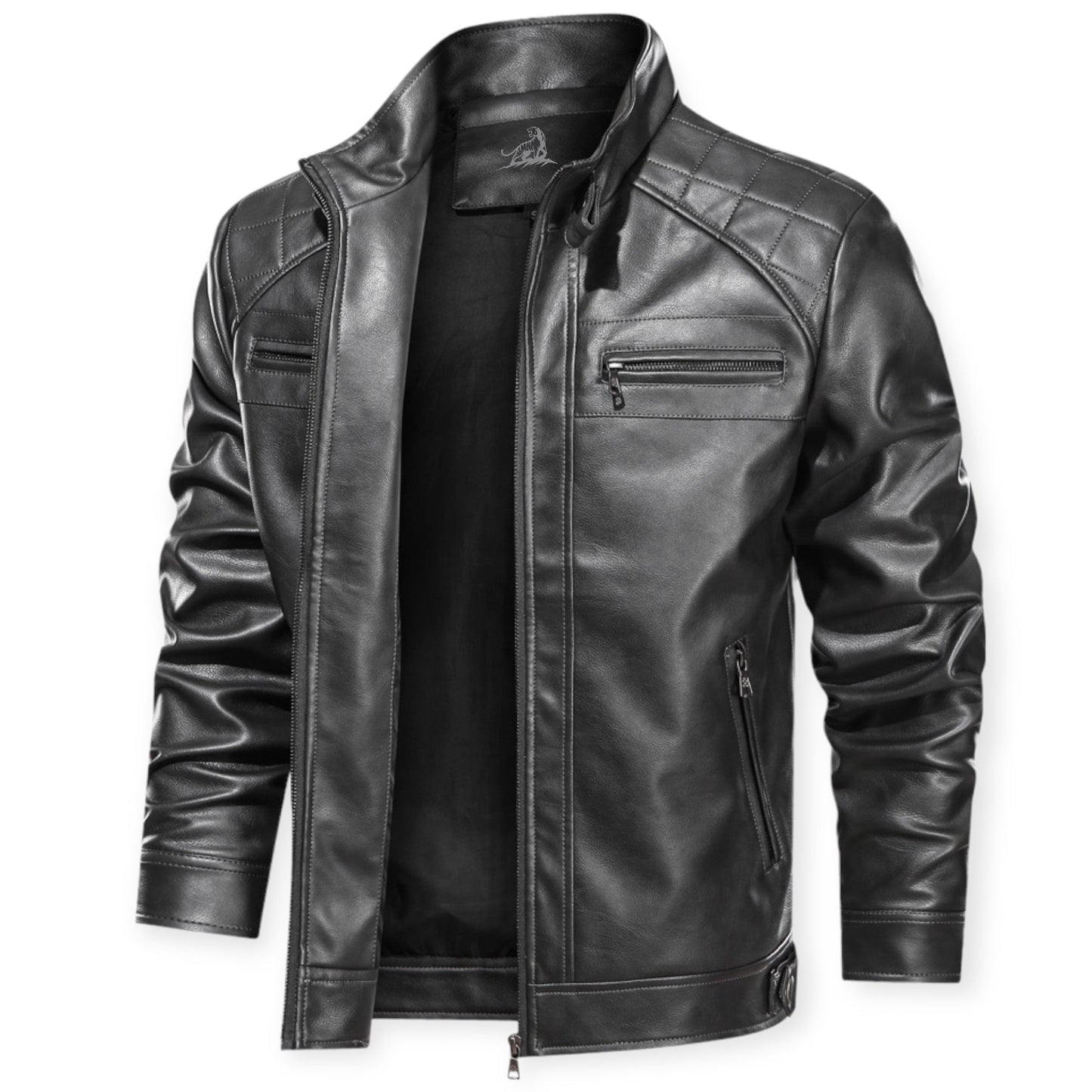 Chaqueta Cuero Hombre con Bolsillos Prácticos - Vestiria