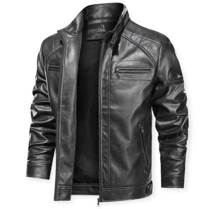 Chaqueta Cuero Hombre con Bolsillos Prácticos - Vestiria