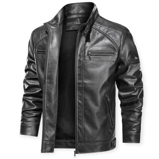 Chaqueta Cuero Hombre con Bolsillos Prácticos - Vestiria