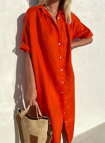 Vestido Ligero Verano Manga Corta Botones