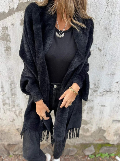 Chaquetón Mujer Largo y Acogedor con Flecos