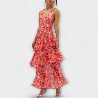 Vestido Maxi Verano Escote en V Elegante