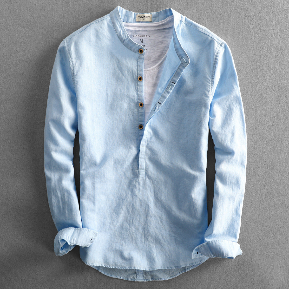 Camisa Hombre Cuello Banda Relajada - Vestiria