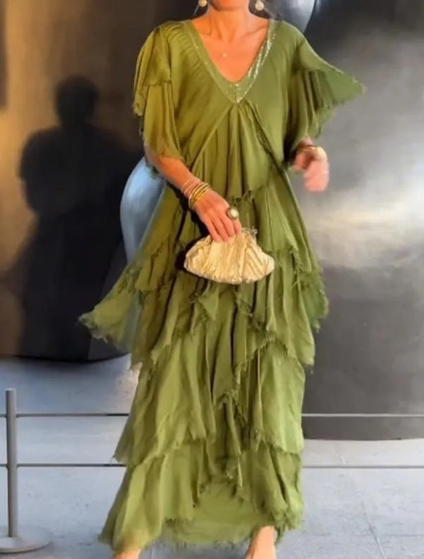 Vestido Floral Elegante con Falda Larga - Vestiria