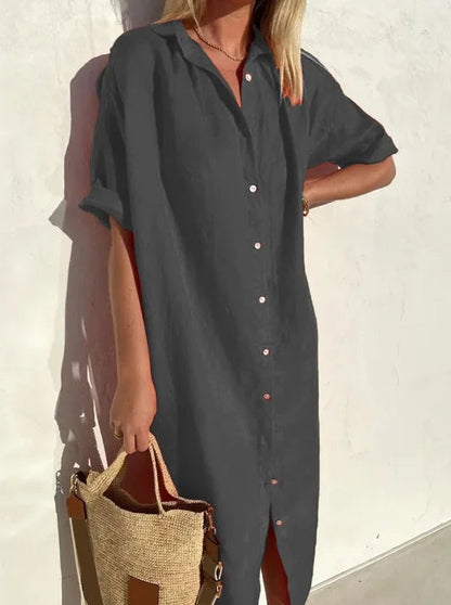 Vestido Ligero Verano Manga Corta Botones