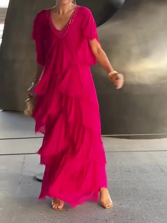 Vestido Floral Elegante con Falda Larga