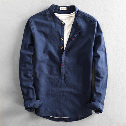 Camisa Hombre Cuello Banda Relajada
