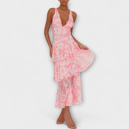 Vestido Maxi Verano Escote en V Elegante