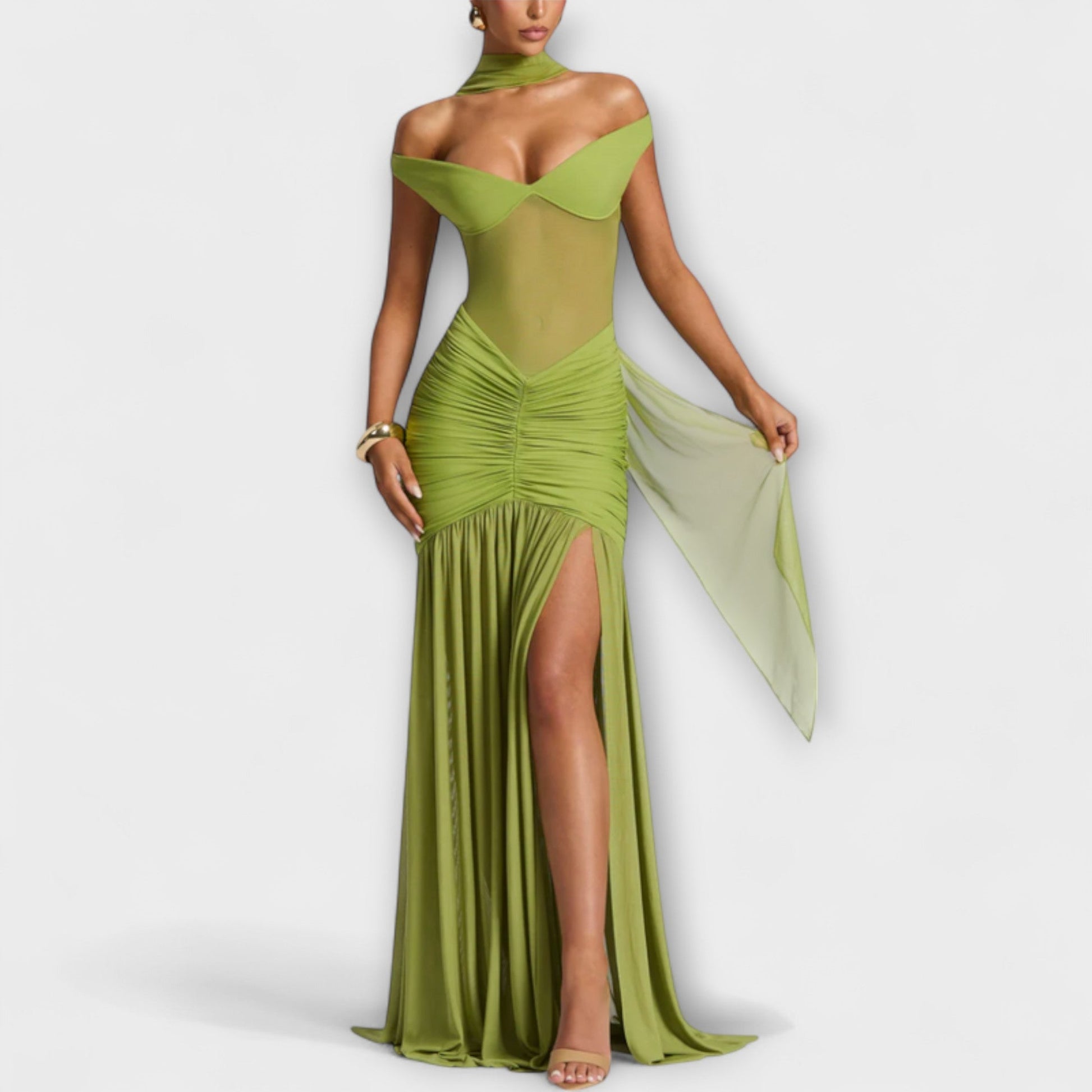 Vestido Noche Elegante Escote Abierto - Vestiria