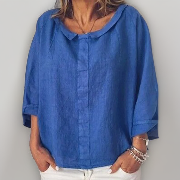 Blusa suelta manga larga escote en V elegante