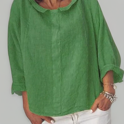 Blusa suelta manga larga escote en V elegante