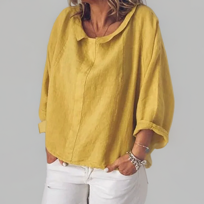 Blusa suelta manga larga escote en V elegante