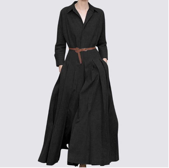 Vestido de dos piezas con falda plisada manga larga