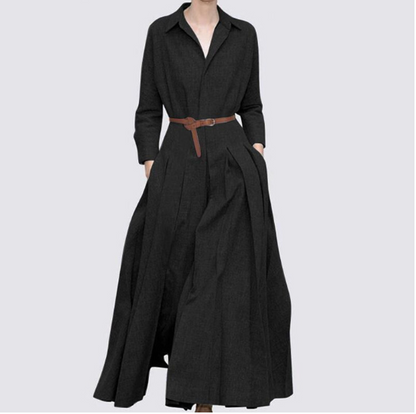 Vestido de dos piezas con falda plisada manga larga