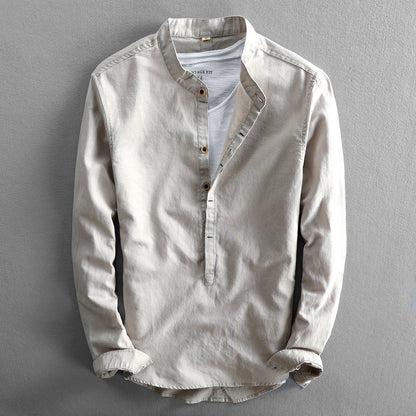 Camisa Hombre Cuello Banda Relajada
