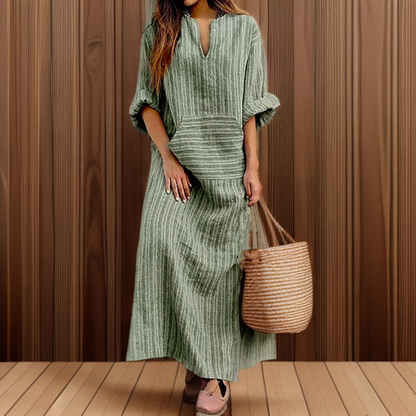Vestido Mujer Largo con Bolsillo y Estilo Relajado